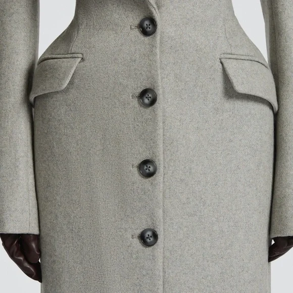 Tailored Long Trench Coat in Light Gray - Picture 6 of 6